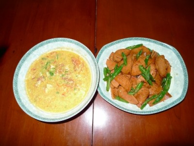 2012/6/17中餐：番茄蛋汤+辣椒火腿